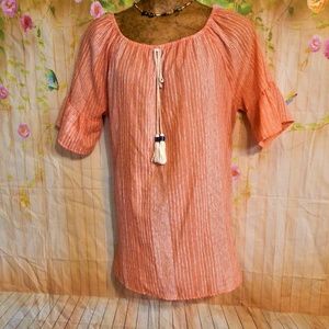 Peaches & Cream Stripes With Tie Front Tunic Top